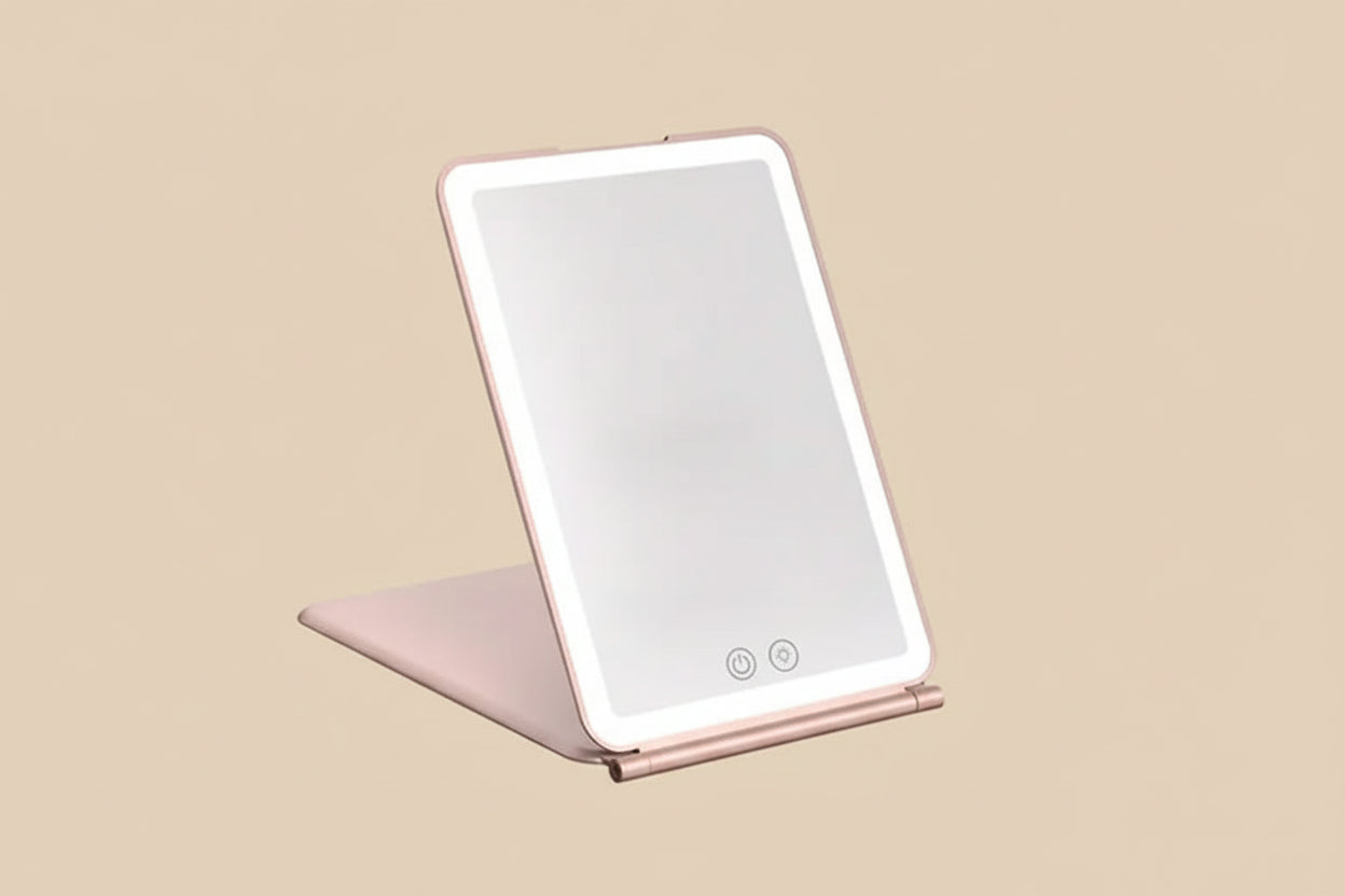 Espejo de Maquillaje Plegable con Luz LED Táctil