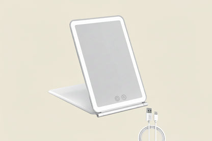 Espejo de Maquillaje Plegable con Luz LED Táctil
